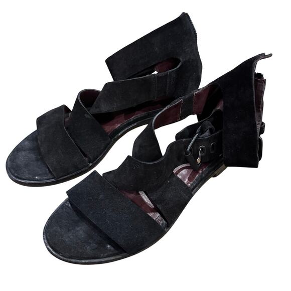 Rag & Bone Madeira? Madrid? Gladiator Suede Leather Sandals Black Size 8 / 38 - Picture 1 of 4